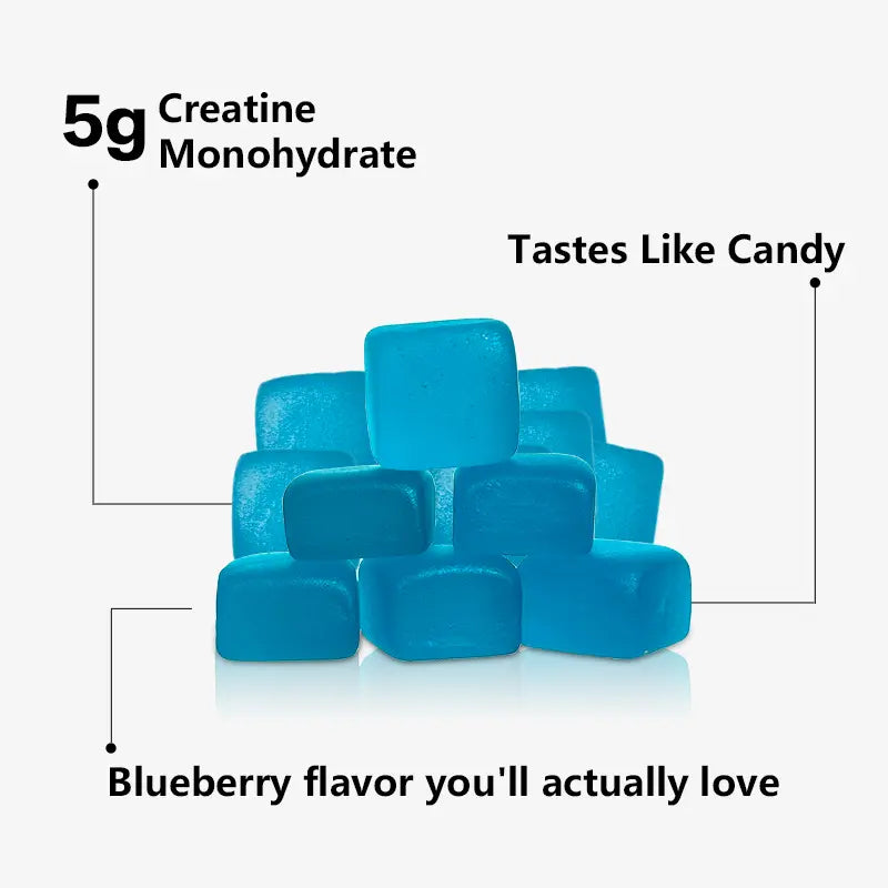 MOSEA ELEMENTS Chewy Creatine Gummies Supplement, 5000Mg Pure Creatine Monohydrate, 3 Fruity Flavors (Watermelon, Blueberry, Orange), 120 Pieces, 30-Day Supply, No Fillers/Chalky Taste, Gym Muscle Fuel, Strength Boost, Easy Pre/Post-Training Intake