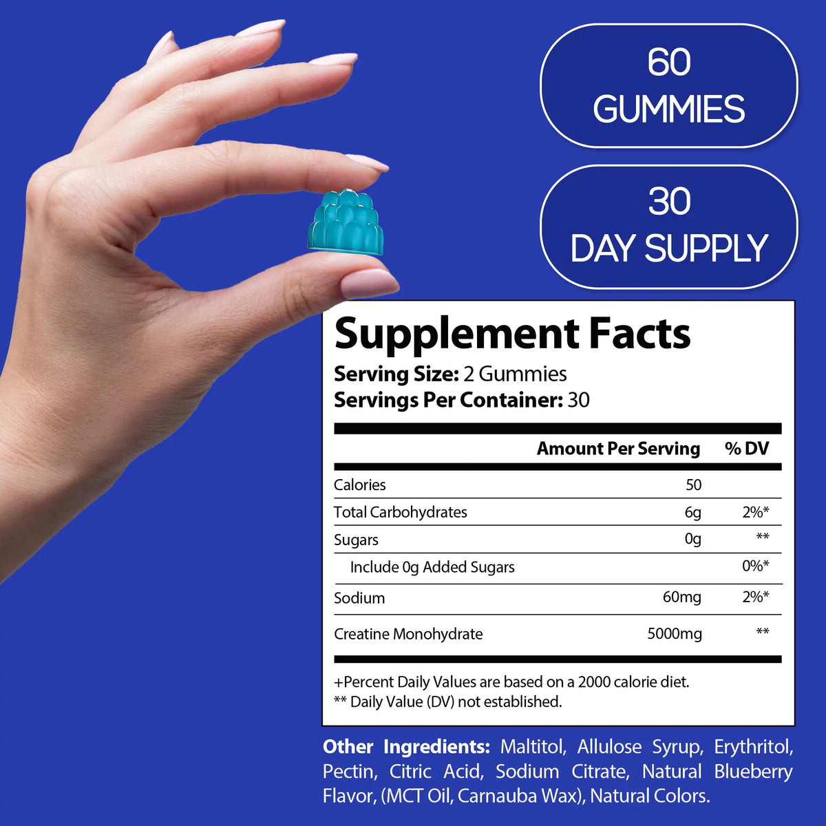 HARMONIFY Creatine Monohydrate Gummies 5000 Mg - 60 Vegan, Gluten-Free Gummies for Muscle Growth, Strength & Recovery Support - Energy & Focus Boosters for Women & Men