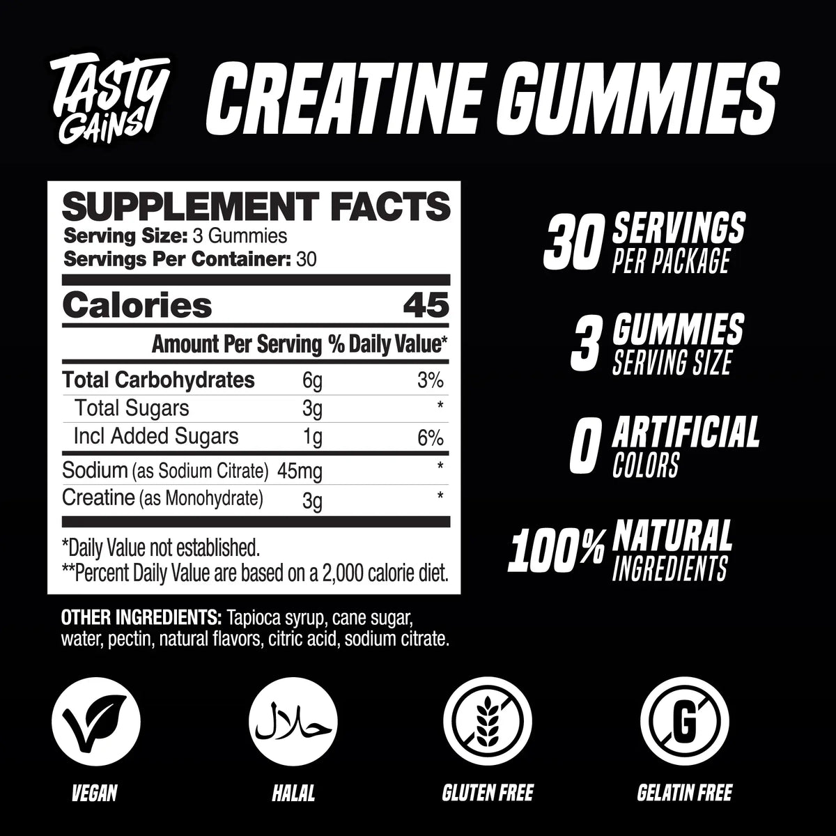Tasty Gains Creatine Gummies (3Rd Party Lab Tested)