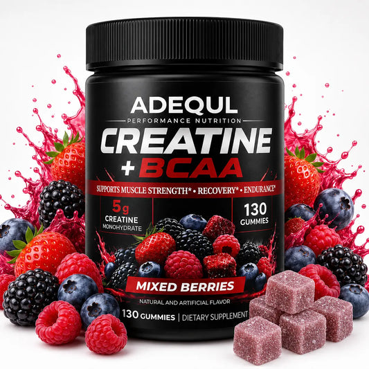 ADEQUL Creatine Monohydrate Chewable Edible Dietary Supplement for Adults, Sugar-Free Clean Fitness Supplement with BCAA, Taurine & Vitamin B6, 5000Mg for Muscle Growth & Recovery, 130 Pieces