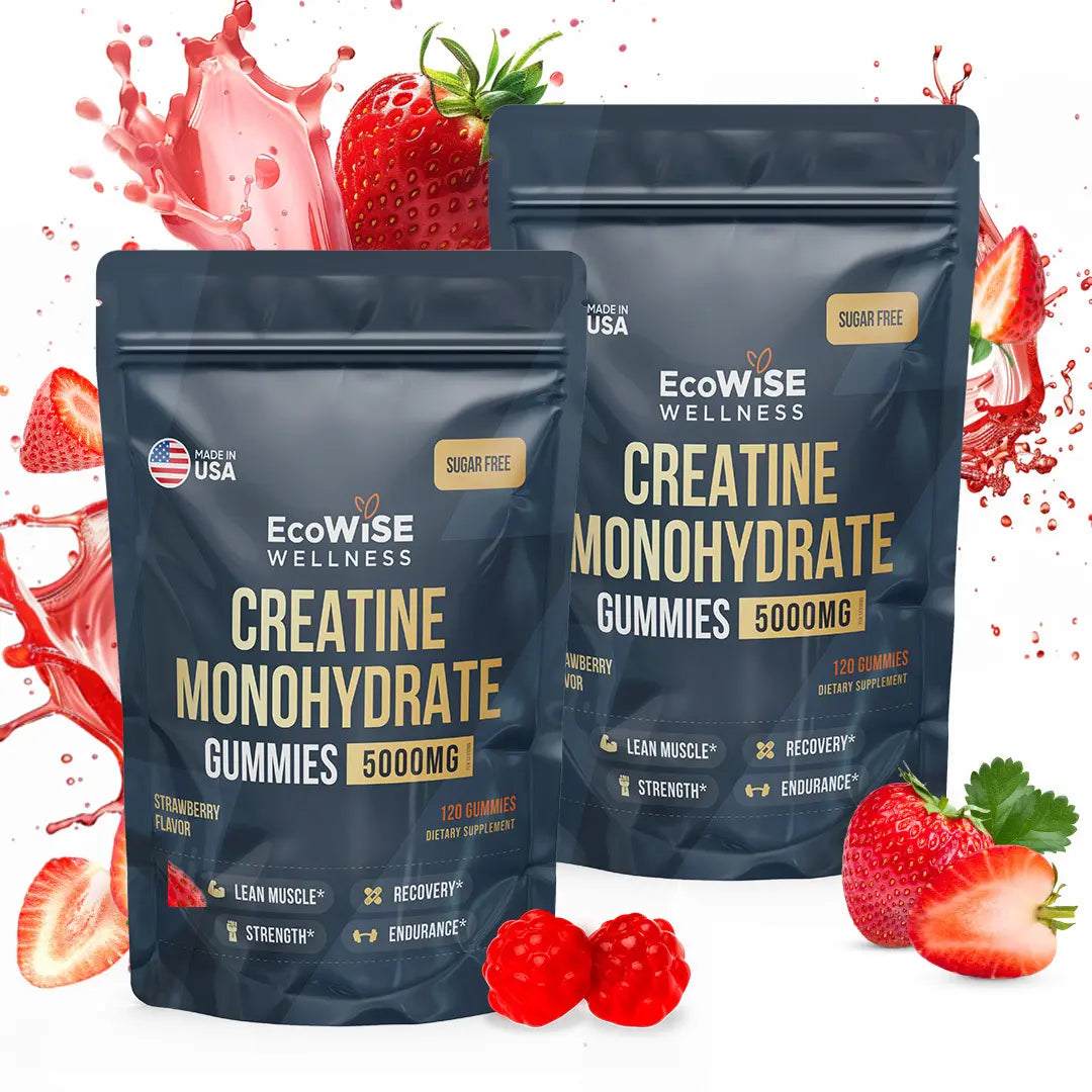 Creatine Monohydrate Gummies Ecowise - High-Quality Creatine, Fitness Supplement, Vegan, Plant-Based, Delicious & Convenient Creatine Gummies Healthcare Dietary