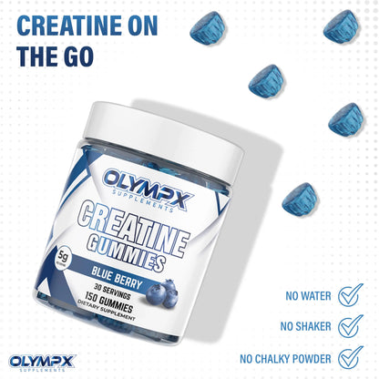 Olympx Supplements Creatine Gummies - 150 Count, 30 Servings, Vegan, Low Sugar, Creatine Monohydrate Gummies