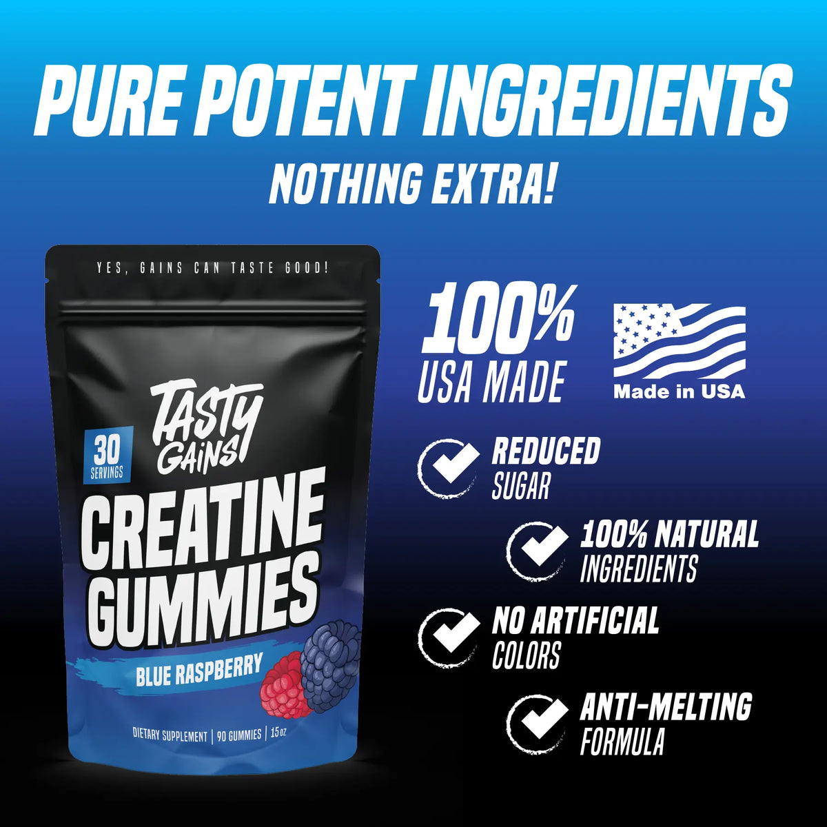 Tasty Gains Creatine Gummies (3Rd Party Lab Tested)