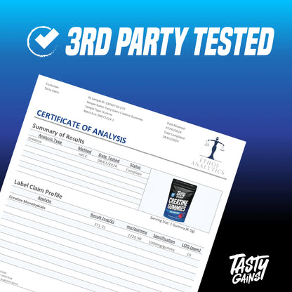 Tasty Gains Creatine Gummies (3Rd Party Lab Tested)